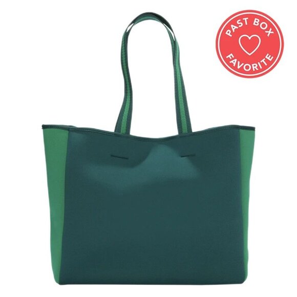 Summersalt Neoprene Beach Tote Blue & Green Striped Straps Lightweight NWT - Picture 3 of 10